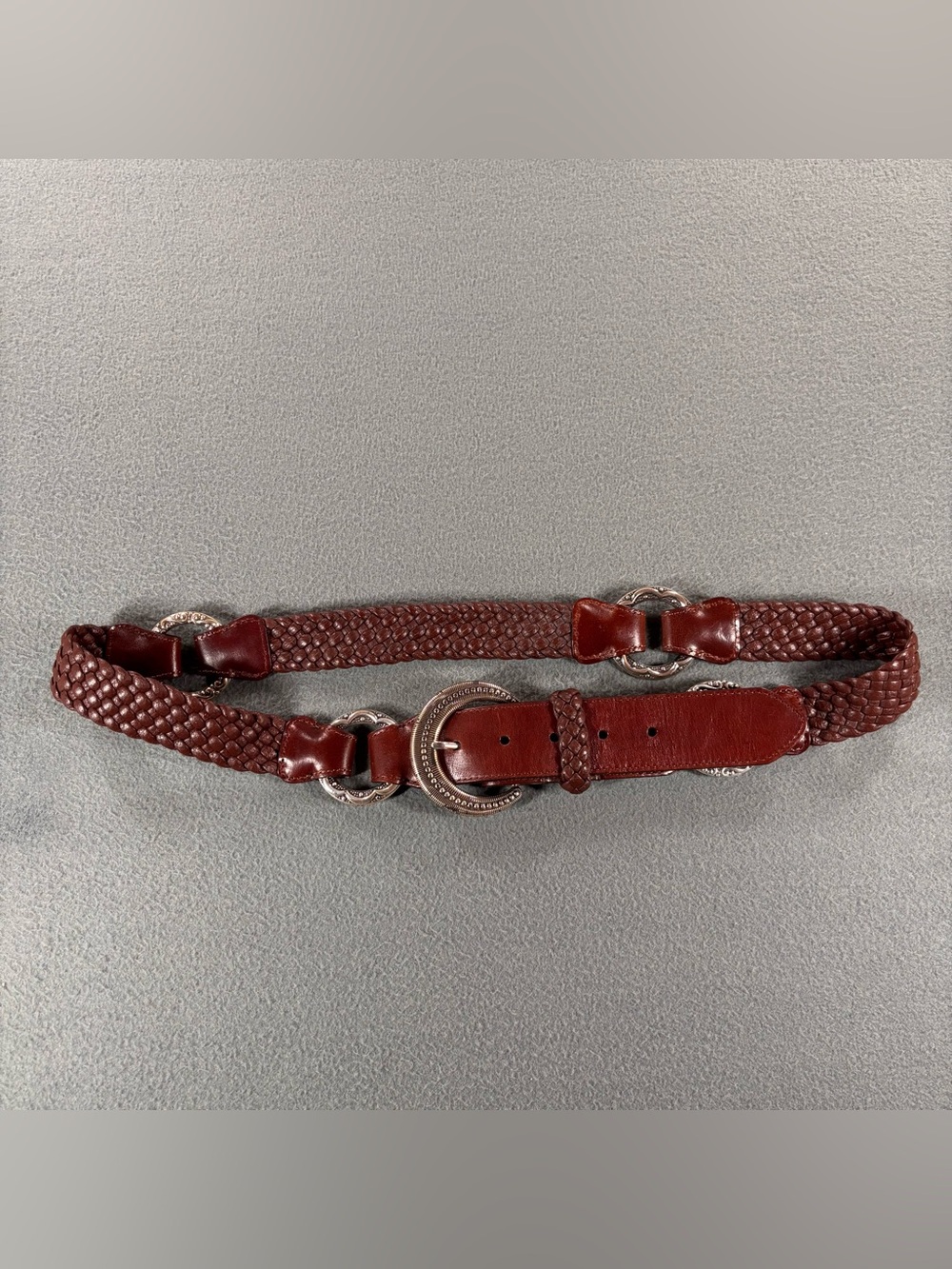 Brighton Women’s Brown Textured Fashion Belt Western Silver Tone Buckle Size 40